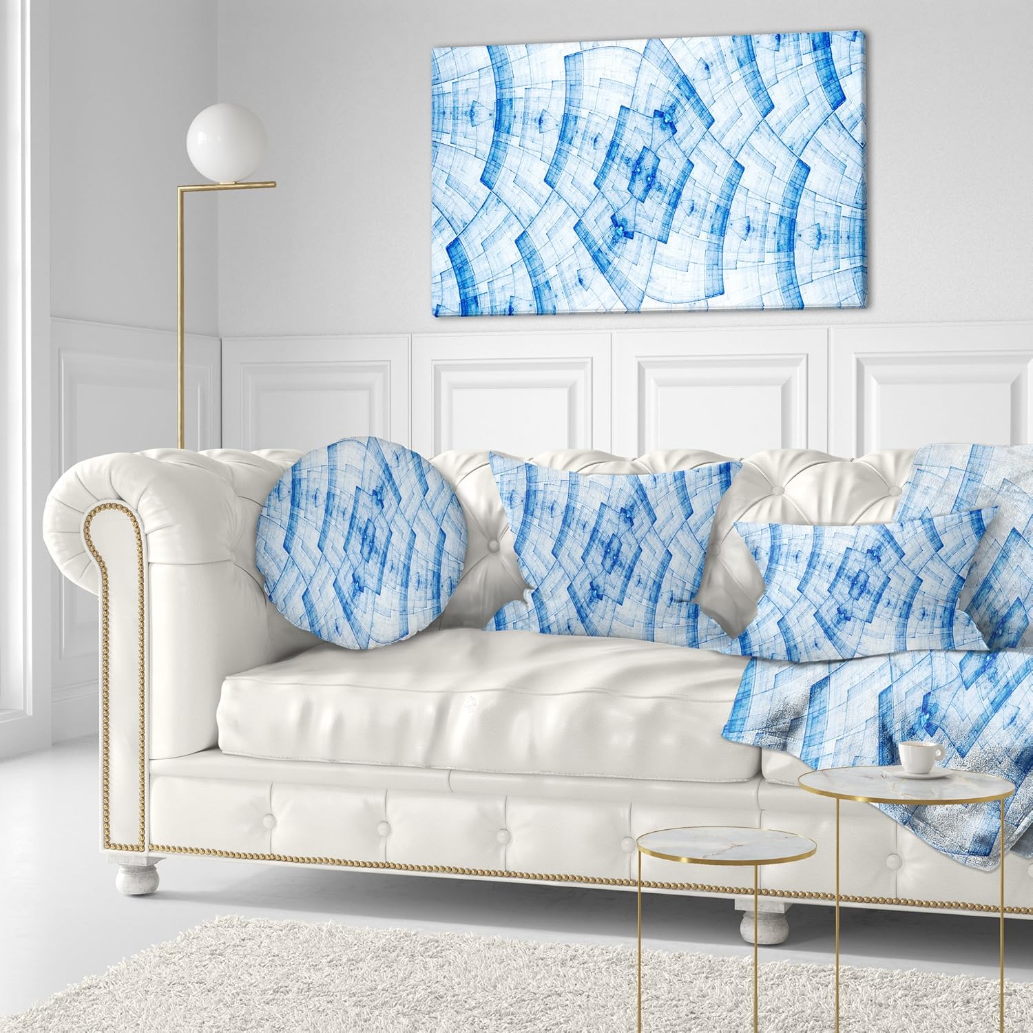 designart pt11965-40-20 浅蓝色零碎花网格抽象艺术画布,蓝色,101.